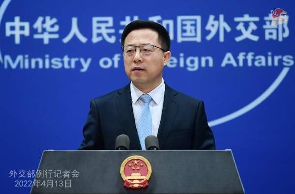www.china-embassy.org: Foreign Ministry Spokesperson Zhao Lijian’s Regular Press Conference on April 13, 2022
